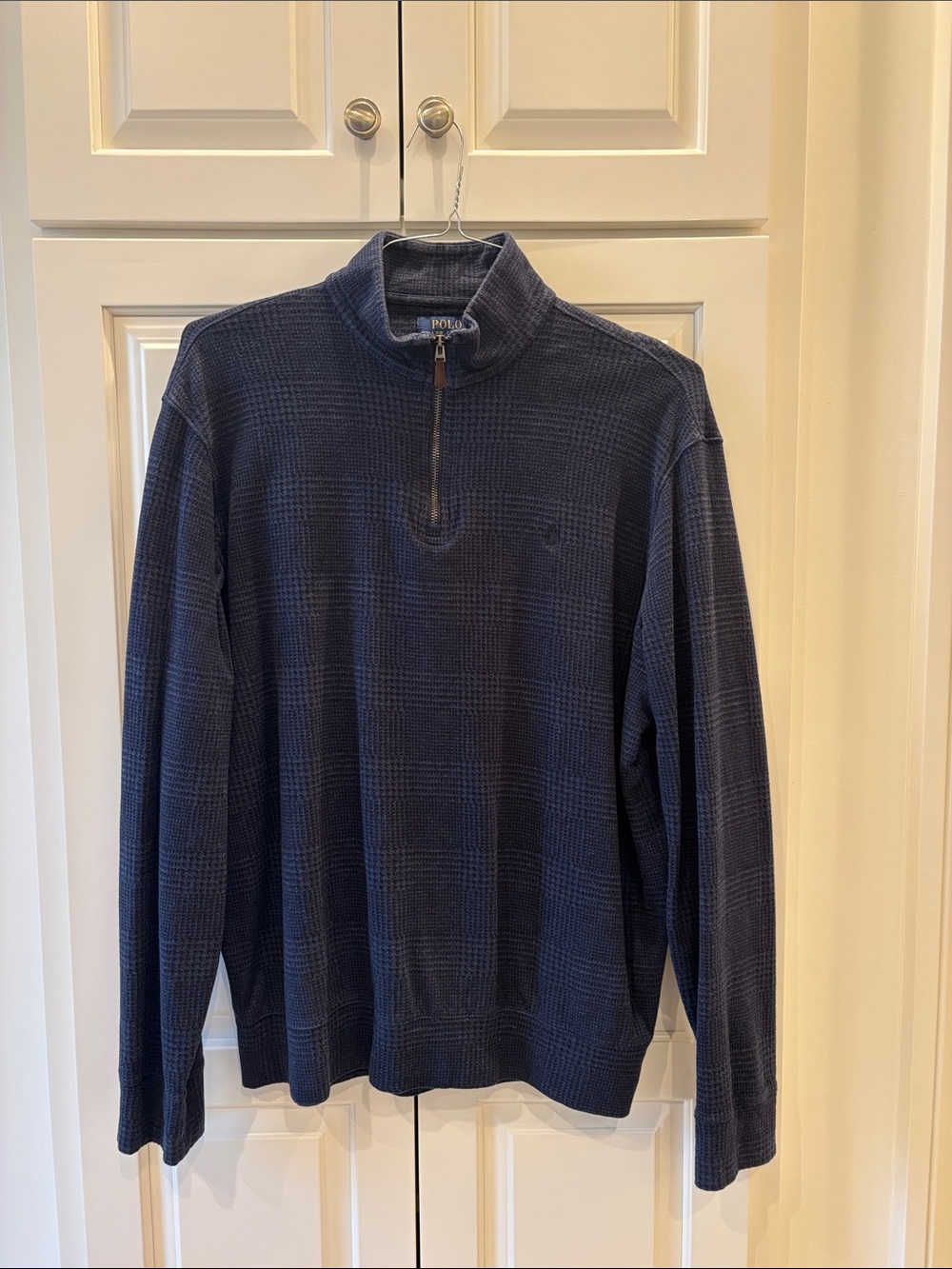 Polo by Ralph Lauren Navy Textured Quarter-Zip Sweater